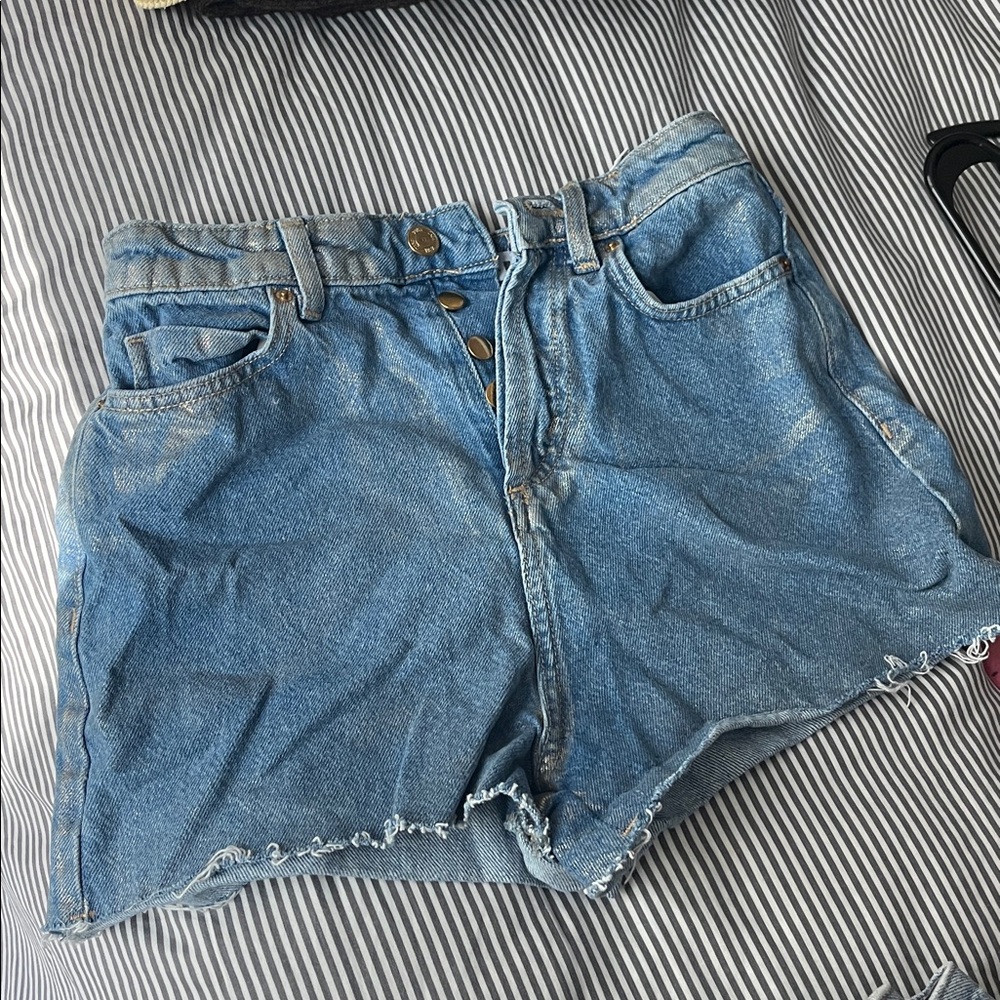 Zara Metallic Jean Shorts - Silver and Gold